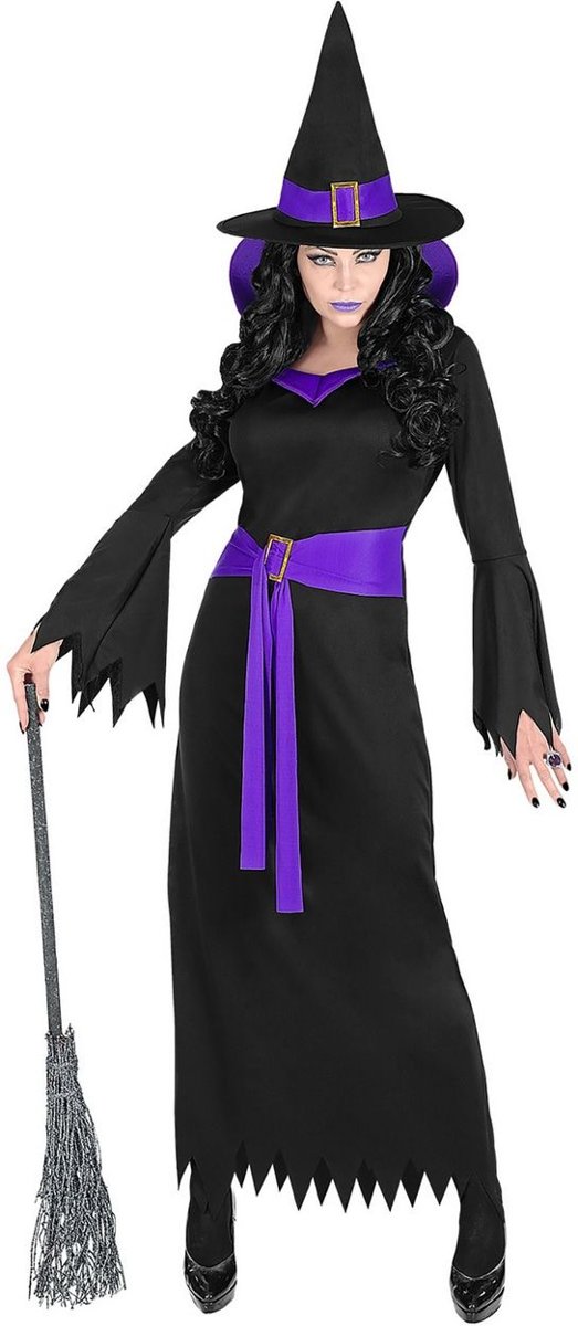 Heks & Spider Lady & Voodoo & Duistere Religie Kostuum | Diep Duistere Zwart Paarse Halloween Heks | Vrouw | Large | Halloween | Verkleedkleding